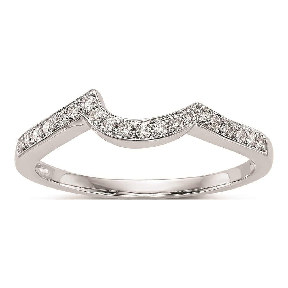 14K White Gold Diamond Contoured Wedding Band