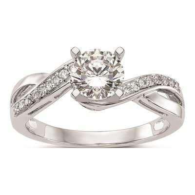 14K White Gold Diamond Engagement Ring Mounting