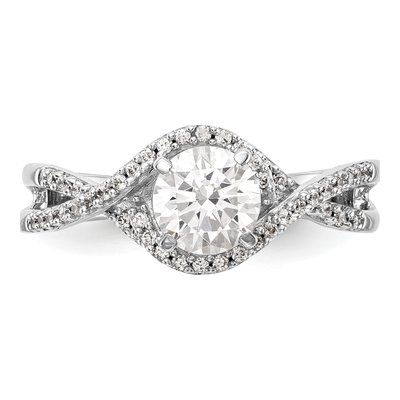 14K White Gold Diamond Criss-Cross Engagement Ring Semi-Mount – view 6