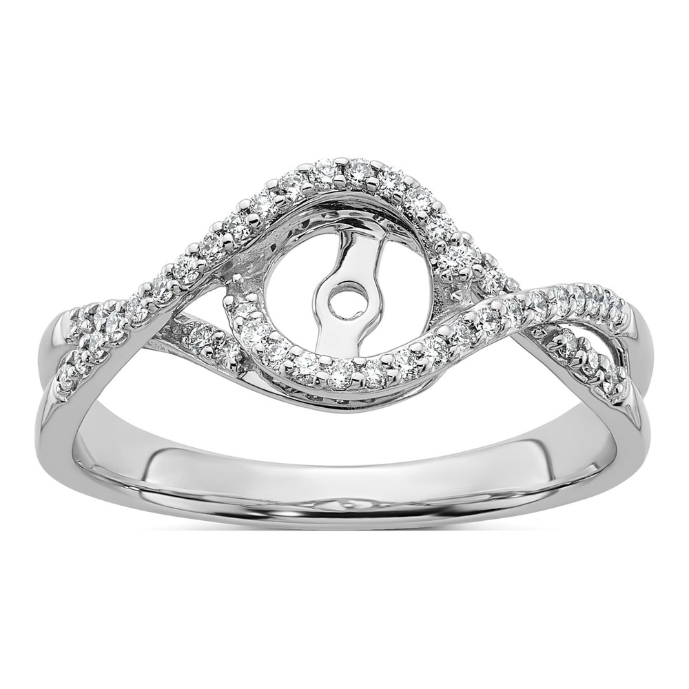 14K White Gold Diamond Criss-Cross Engagement Ring Semi-Mount
