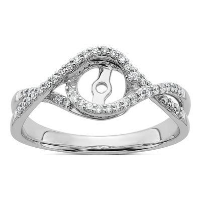 14K White Gold Diamond Criss-Cross Engagement Ring Semi-Mount