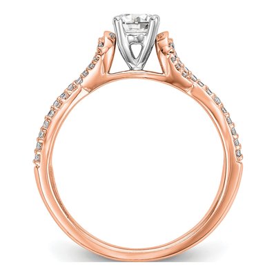 14K Rose Gold Criss-Cross Diamond Engagement Ring Semi-Mount – view 2