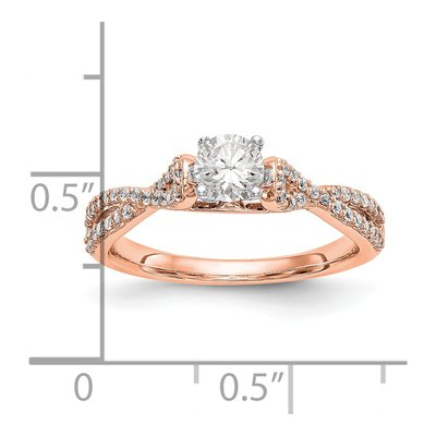 14K Rose Gold Criss-Cross Diamond Engagement Ring Semi-Mount – view 3