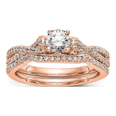 14K Rose Gold Criss-Cross Diamond Engagement Ring Semi-Mount – view 4