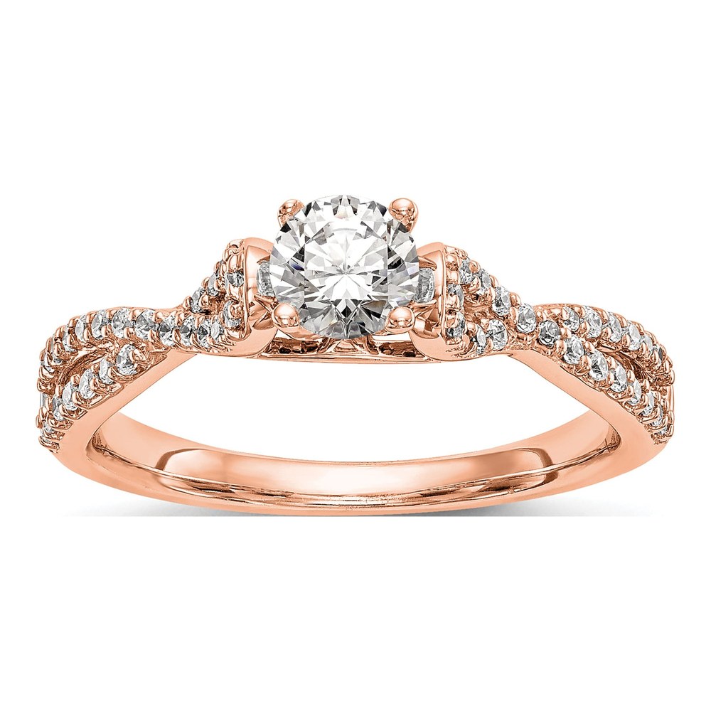 14K Rose Gold Criss-Cross Diamond Engagement Ring Semi-Mount