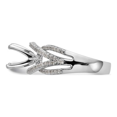 14K White Gold Diamond Criss-Cross Engagement Ring Semi-Mount – view 4