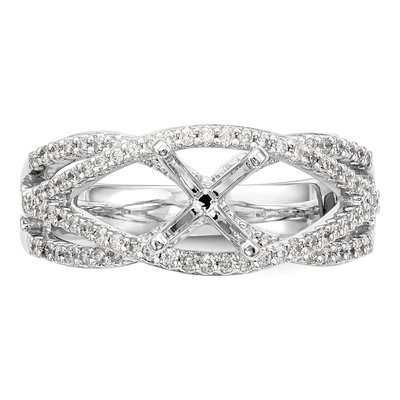 14K White Gold Diamond Criss-Cross Engagement Ring Semi-Mount – view 5