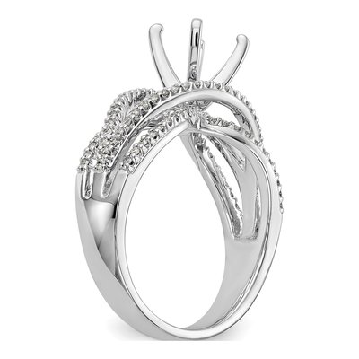 14K White Gold Diamond Criss-Cross Engagement Ring Semi-Mount – view 7