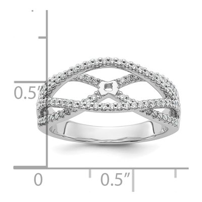 14K White Gold Diamond Criss-Cross Engagement Ring Semi-Mount – view 8