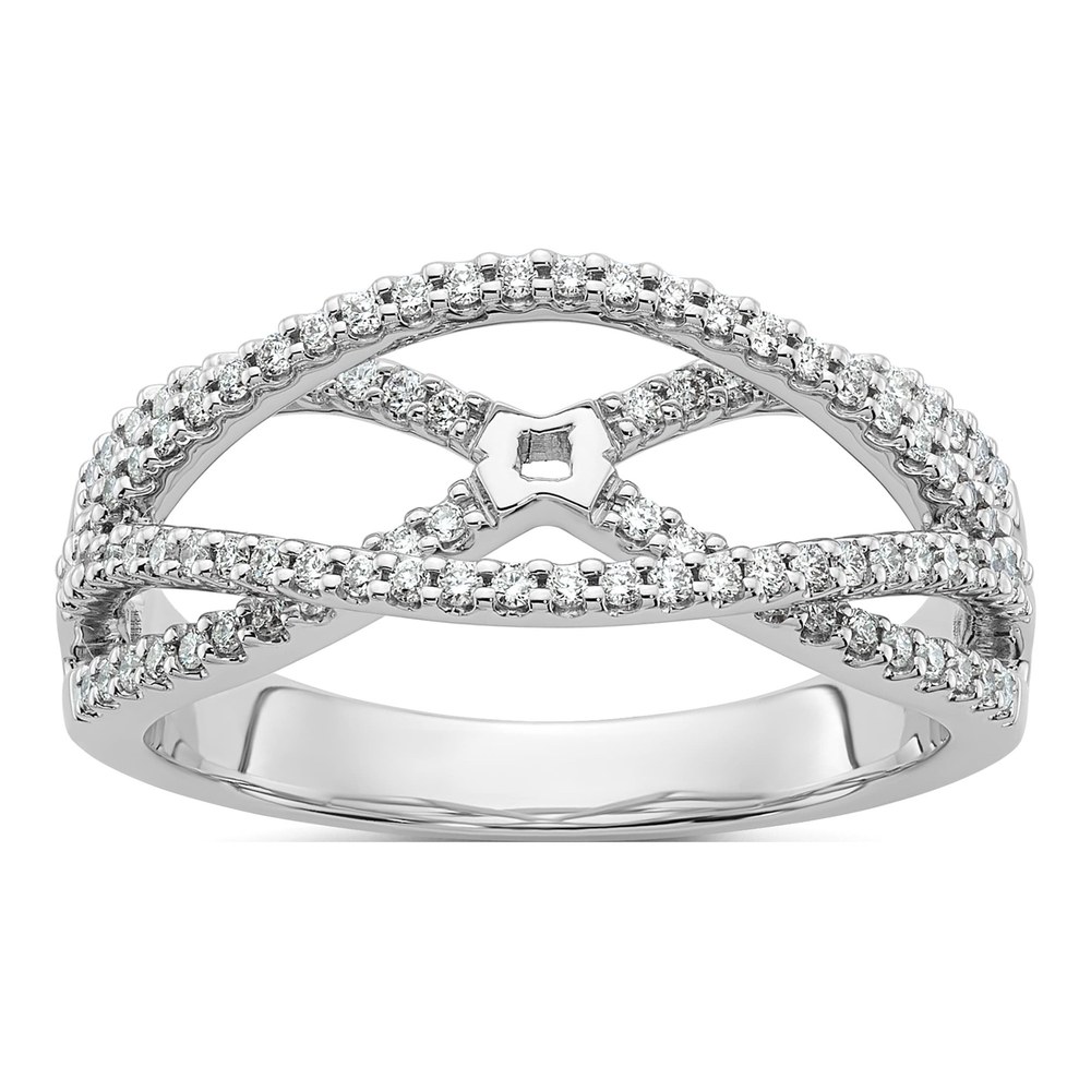 14K White Gold Criss-Cross Diamond Semi-Mount Ring