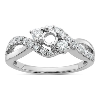 14K White Gold 5/8 ct tw Lab-Grown Diamond Criss Cross Engagement Ring