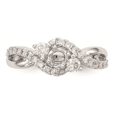 14K White Gold Criss-Cross Engagement Ring Mounting – view 5