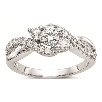 14K White Gold Criss-Cross Engagement Ring Mounting