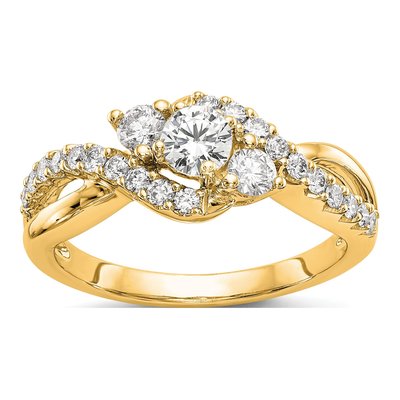 14K Yellow Gold Diamond Engagement Ring Semi-Mount