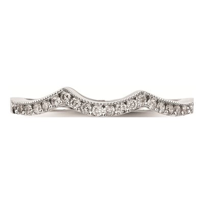 14K White Gold Diamond Contoured Wedding Band Mounting – view 5