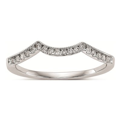 14K White Gold Diamond Contoured Wedding Band Mounting