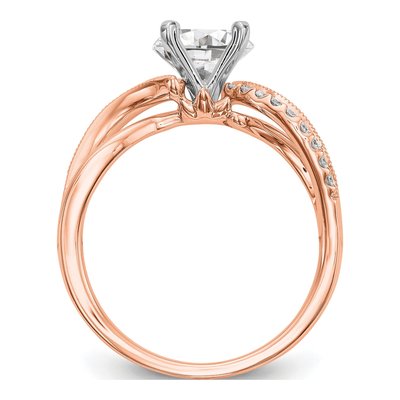 14K Rose Gold Diamond Criss-Cross Engagement Ring Semi-Mount – view 2