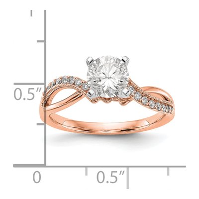 14K Rose Gold Diamond Criss-Cross Engagement Ring Semi-Mount – view 3