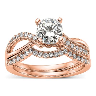 14K Rose Gold Diamond Criss-Cross Engagement Ring Semi-Mount – view 4