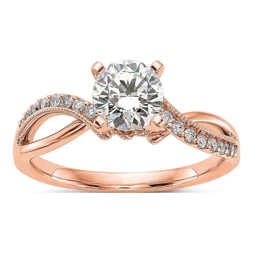 14K Rose Gold Diamond Criss-Cross Engagement Ring Semi-Mount