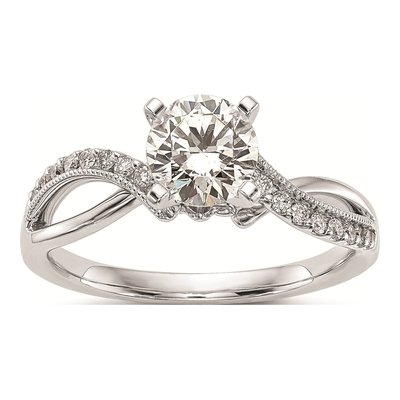 14K White Gold Diamond Engagement Ring Mounting