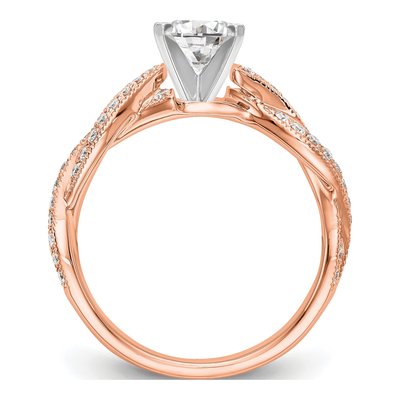 14K Rose Gold Diamond Criss-Cross Engagement Ring Semi-Mount – view 2