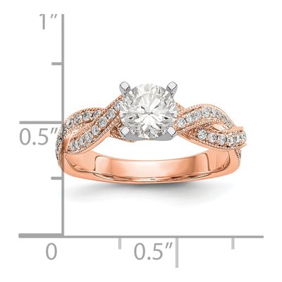 14K Rose Gold Diamond Criss-Cross Engagement Ring Semi-Mount – view 3