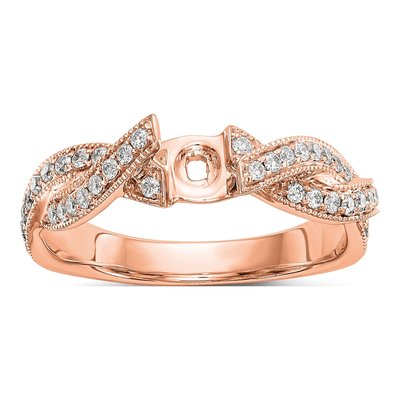 14K Rose Gold Diamond Criss-Cross Engagement Ring Semi-Mount – view 4