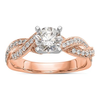 14K Rose Gold Diamond Criss-Cross Engagement Ring Semi-Mount