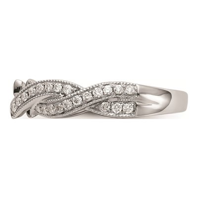 14K White Gold Criss-Cross Diamond Engagement Ring Mounting – view 3