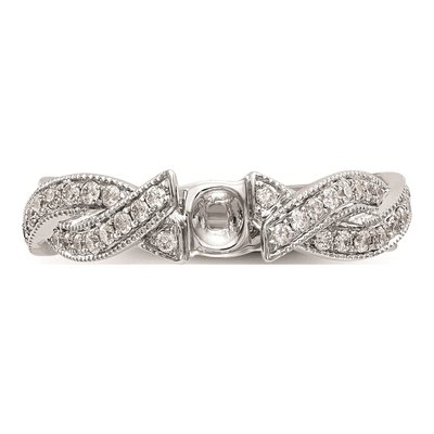 14K White Gold Criss-Cross Diamond Engagement Ring Mounting – view 4