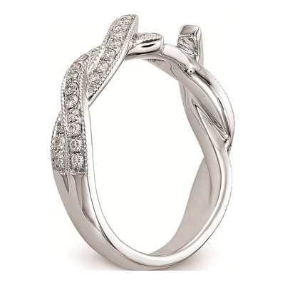 14K White Gold Criss-Cross Diamond Engagement Ring Mounting – view 6