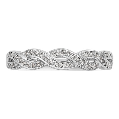 14K White Gold 1/8 ct tw Diamond Criss-Cross Wedding Band – view 4