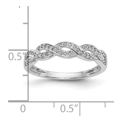 14K White Gold 1/8 ct tw Diamond Criss-Cross Wedding Band – view 7