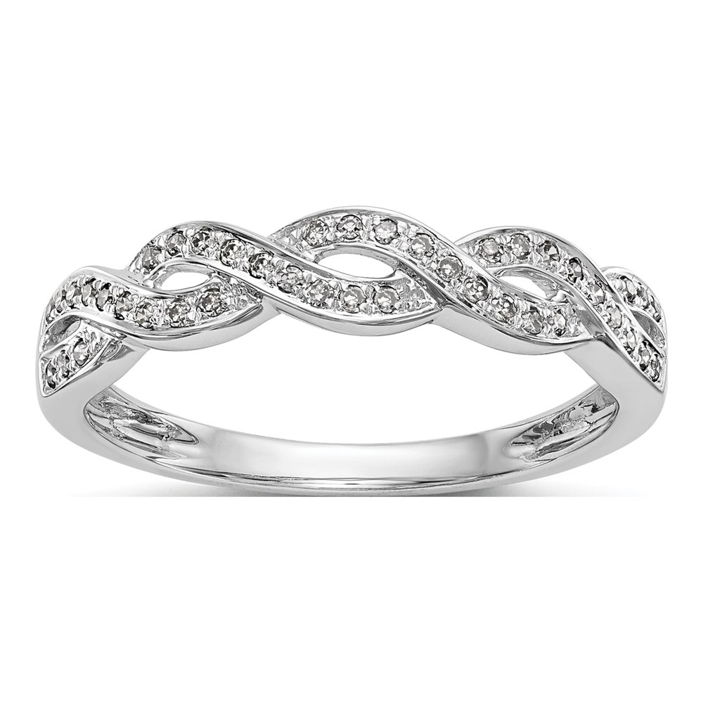 14K White Gold 1/8 ct tw Diamond Criss-Cross Wedding Band