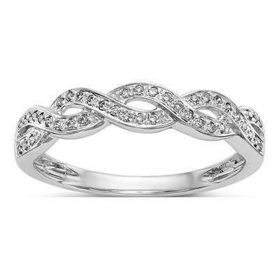 14K White Gold 1/8 ct tw Diamond Criss-Cross Wedding Band