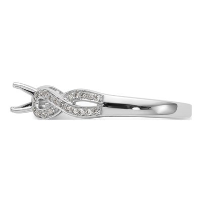 14K White Gold Diamond Criss-Cross Engagement Ring Semi-Mount – view 3