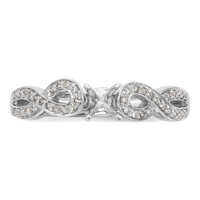 14K White Gold Diamond Criss-Cross Engagement Ring Semi-Mount – view 4