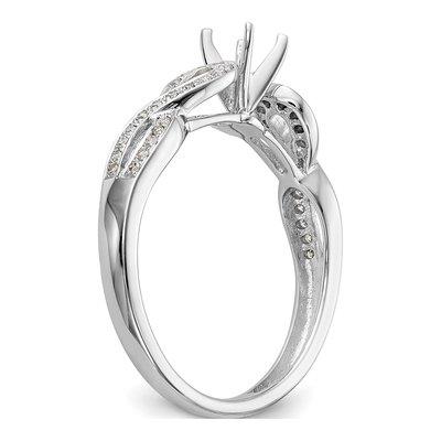 14K White Gold Diamond Criss-Cross Engagement Ring Semi-Mount – view 6