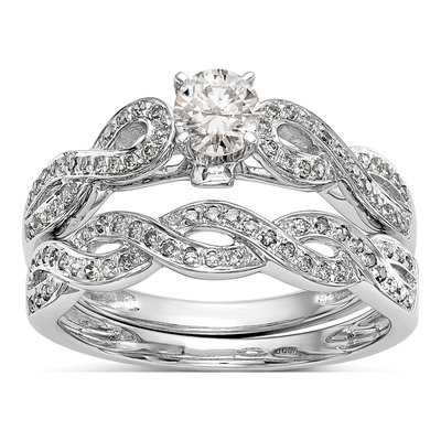 14K White Gold Diamond Criss-Cross Engagement Ring Semi-Mount – view 7