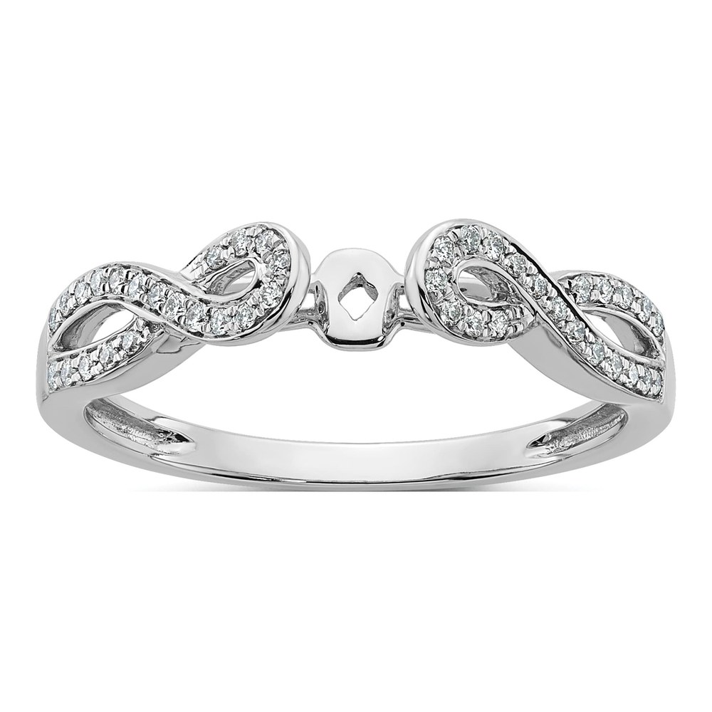 14K White Gold Diamond Criss-Cross Engagement Ring Semi-Mount