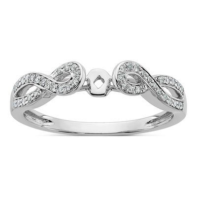 14K White Gold Diamond Criss-Cross Engagement Ring Semi-Mount