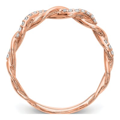 14K Rose Gold 1/8 ct tw Diamond Criss-Cross Wedding Ring – view 2