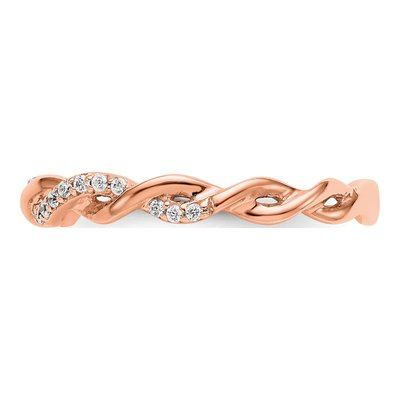 14K Rose Gold 1/8 ct tw Diamond Criss-Cross Wedding Ring – view 3