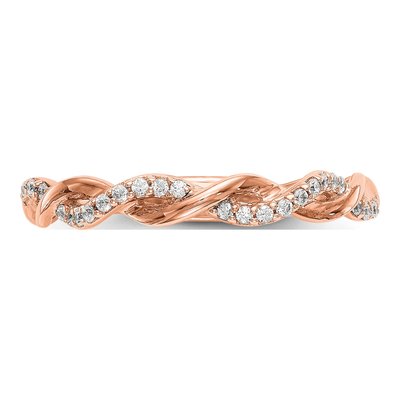 14K Rose Gold 1/8 ct tw Diamond Criss-Cross Wedding Ring – view 4