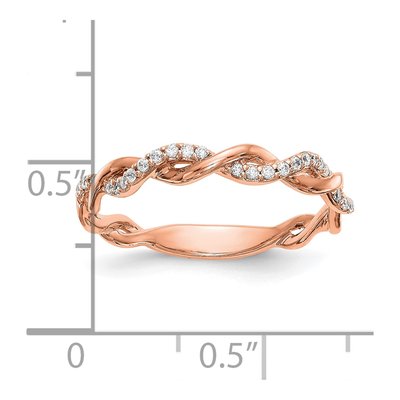 14K Rose Gold 1/8 ct tw Diamond Criss-Cross Wedding Ring – view 7