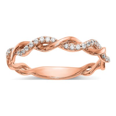 14K Rose Gold 1/8 ct tw Diamond Criss-Cross Wedding Ring