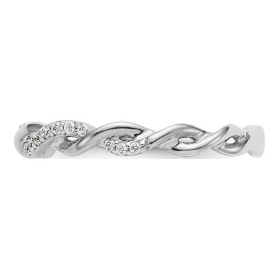 14K White Gold 1/8 ct tw Diamond Criss-Cross Wedding Band – view 3