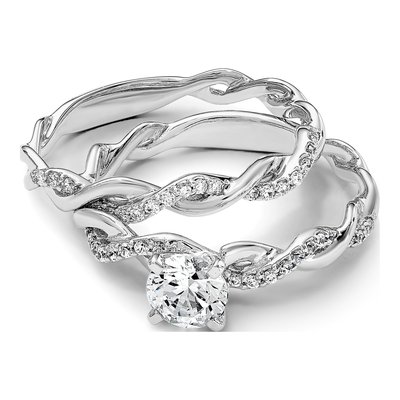 14K White Gold 1/8 ct tw Diamond Criss-Cross Wedding Band – view 8