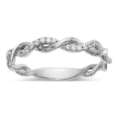 14K White Gold 1/8 ct tw Diamond Criss-Cross Wedding Band